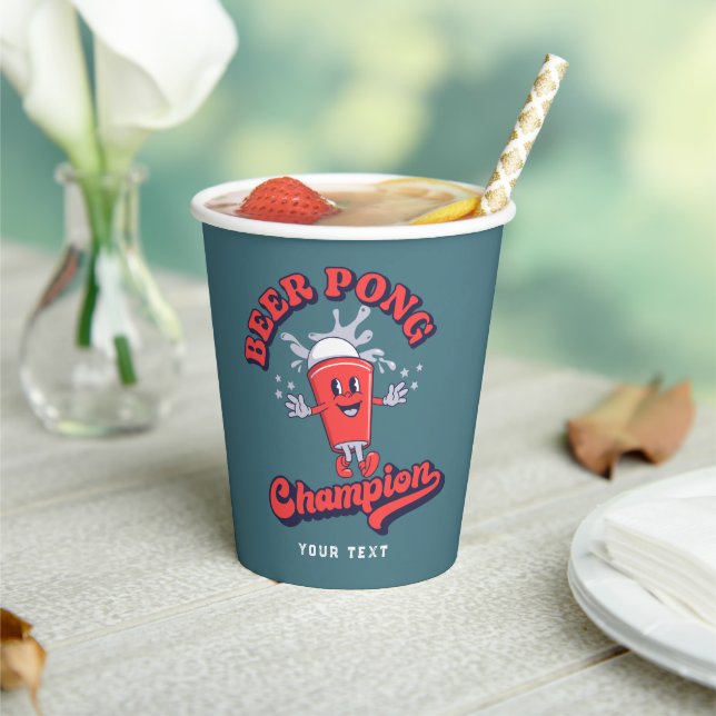 Beer Pong Champion Funny Drinking Game Paper Cups (Insitu)