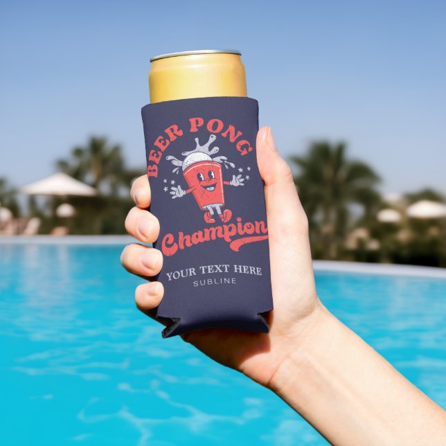 Beer Pong Champion Funny Drinking Game Seltzer Can Seltzer Can Cooler (In Situ Pool)