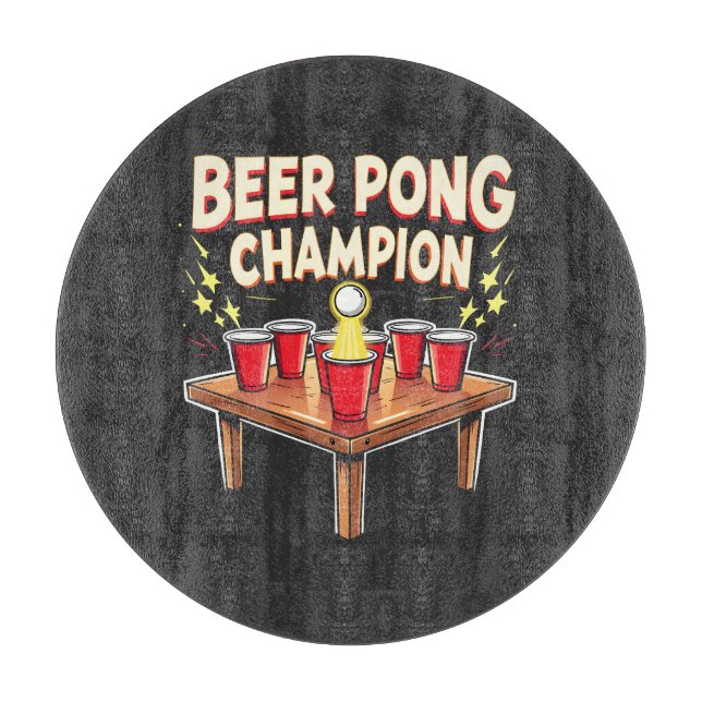 Beer Pong Champion Ping Pong Drinking Cutting Board (Front)