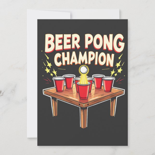 Beer Pong Champion Ping Pong Drinking Invitation (Front)