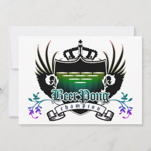 beer pong champion royal crest invitation