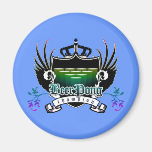 beer pong champion royal crest magnet