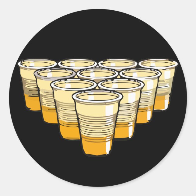 beer pong classic round sticker (Front)