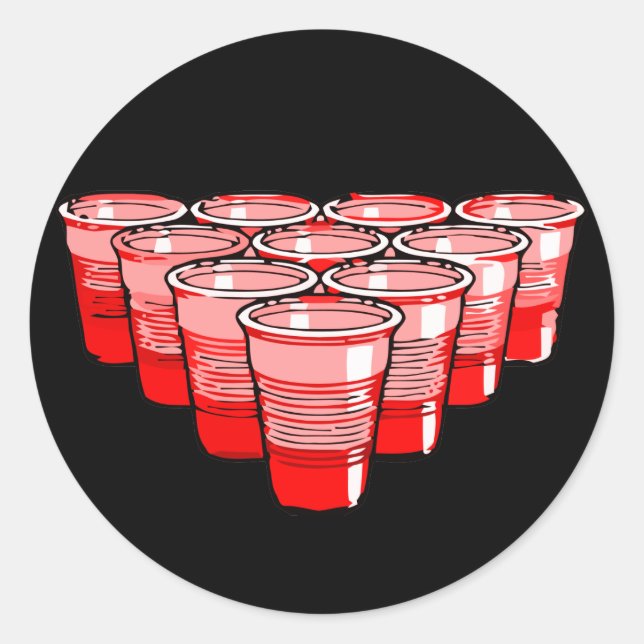 beer pong classic round sticker (Front)