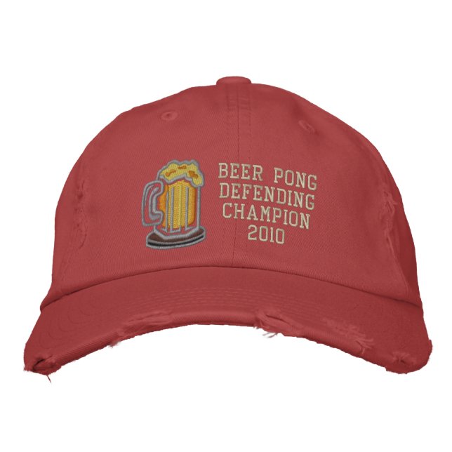 Beer Pong Defending Champion Embroidered Hat (Front)