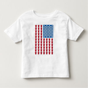 Beer Pong Drinking Game American Flag Toddler T-Shirt