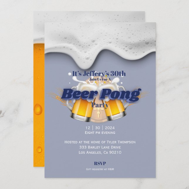 Beer pong Invitation (Front/Back)