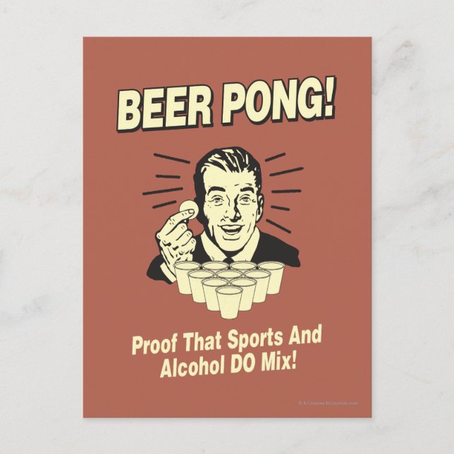 Beer Pong: Proof Alcohol & Sports Mix Postcard (Front)