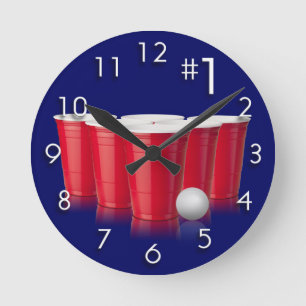 Beer Pong Round Clock