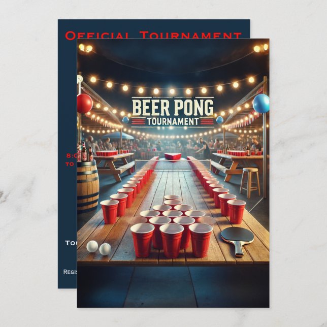 Beer Pong Tournament (Party) Invitation (Front/Back)