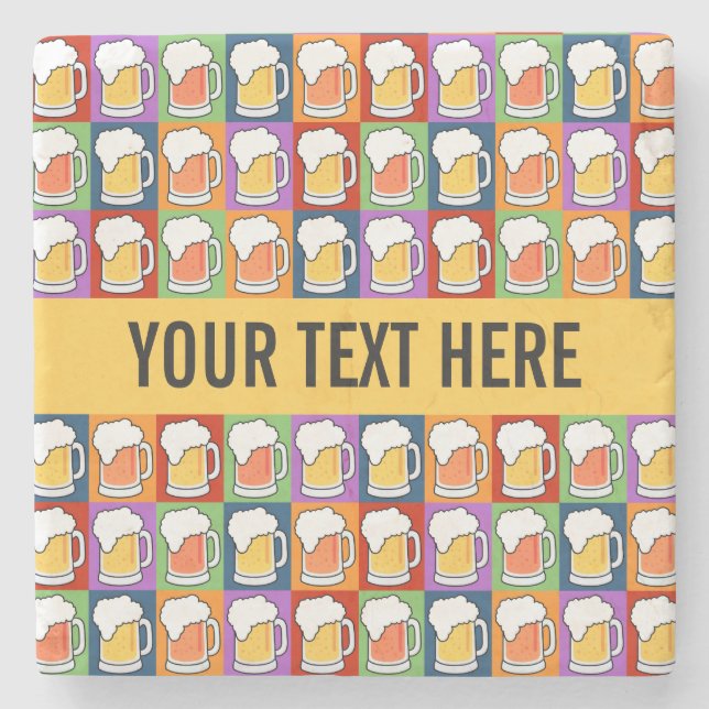 BEER Pop Art custom marble stone coasters (Front)