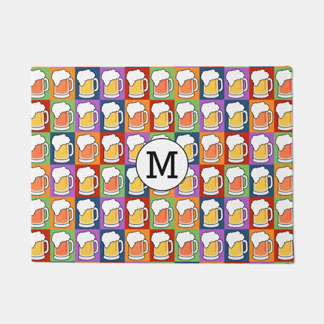 BEER Pop Art custom monogram door mat (Front)