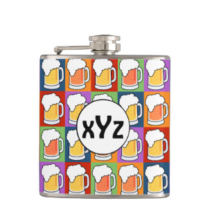 BEER Pop Art custom monogram flasks