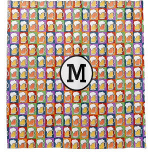 BEER Pop Art custom monogram shower curtain