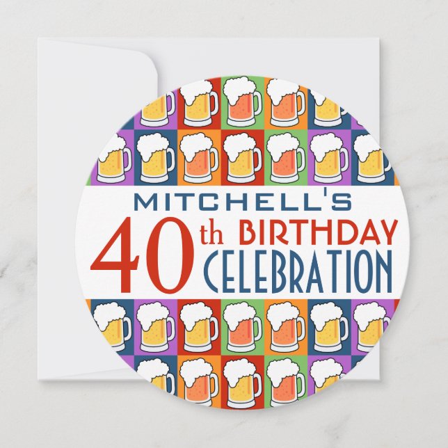 Beer Pop Art custom party invitations (Front)