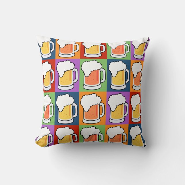 BEER Pop Art custom throw pillow (Front)