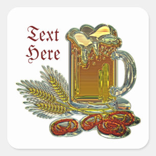 Beer pretzel oktoberfest pub bar fall square sticker