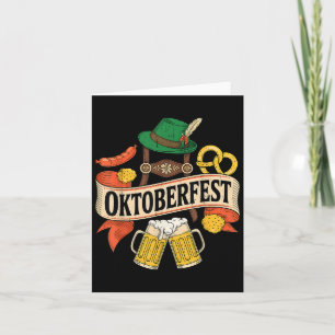 Beer Pretzel Sausage Bavarian Hat Men Women Card