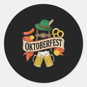 Beer Pretzel Sausage Bavarian Hat Men Women Classic Round Sticker