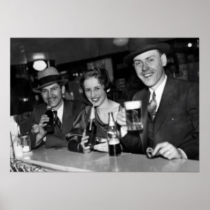 BEER & PRETZELS AFTER PROHIBITION 1933 POSTER
