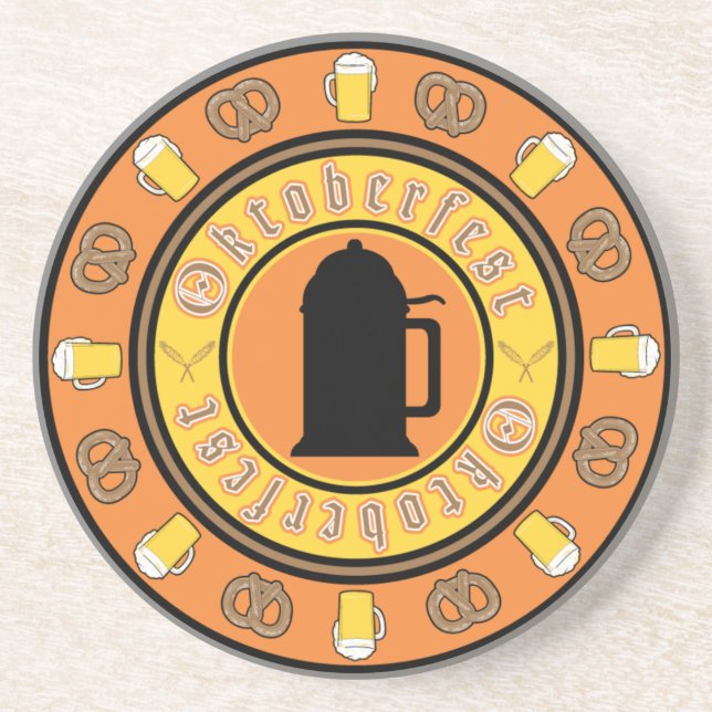 Beer, Pretzels, Stein Oktoberfest Coaster (Front)