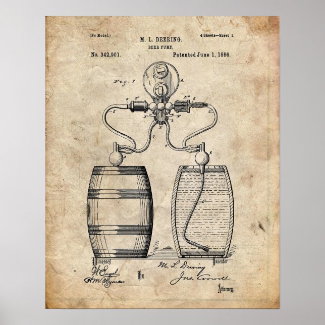 Beer Pump Patent Poster (Front)