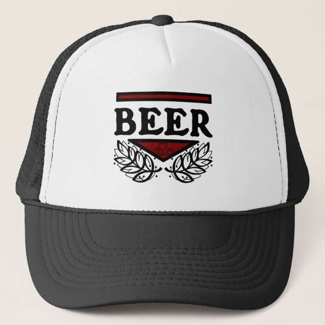 BEER Red & Black Trucker Hat (Front)