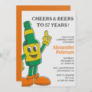 Beer Rustic Retro Men 57th birthday invitation