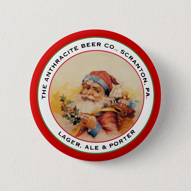 BEER SANTA 6 CM ROUND BADGE (Front)