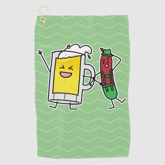Beer sausage Octoberfest Oktoberfest lederhosen Golf Towel (Front)