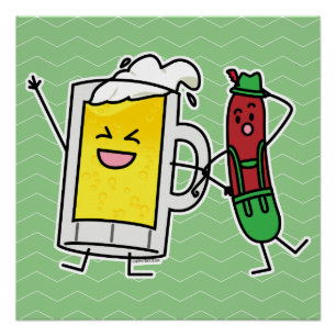 Beer sausage Octoberfest Oktoberfest lederhosen Poster