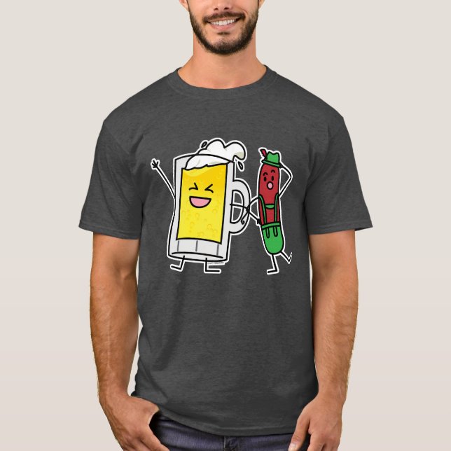 Beer sausage Octoberfest Oktoberfest lederhosen T-Shirt (Front)