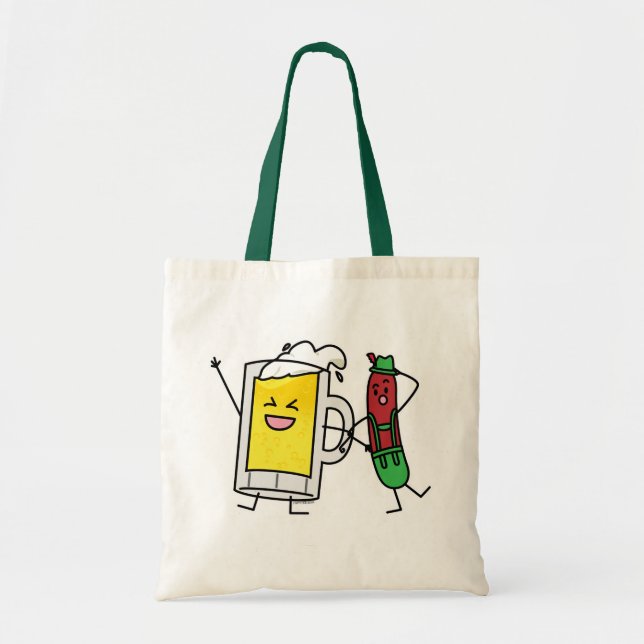 Beer sausage Octoberfest Oktoberfest lederhosen Tote Bag (Front)