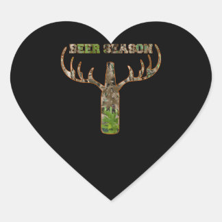 Beer Season Hunting Season Gift For Hunter Heart Sticker