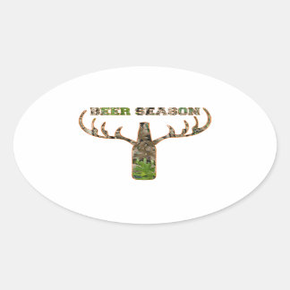 Beer Season Hunting Season Gift For Hunter Oval Sticker