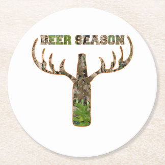 Beer Season Hunting Season Gift For Hunter Round Paper Coaster