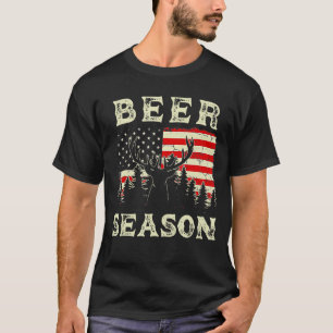 Beer Season   Us Flag Deer Hunting   Beer T-Shirt