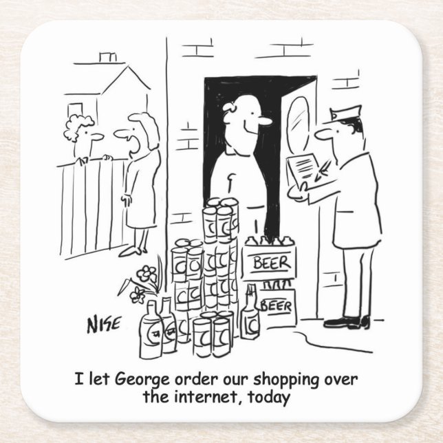 Beer Shopping Online Square Paper Coaster (Front)