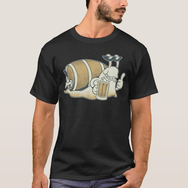 Beer snail snail with beer barrel T-Shirt (Front)
