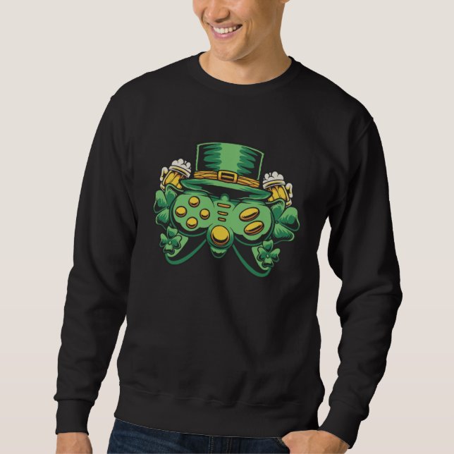 Beer St Patricks Day Gaming Hat Men Gamer Sweatshirt (Front)