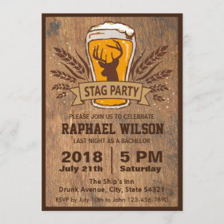 Beer & Stag Graining Bachelor Party Card