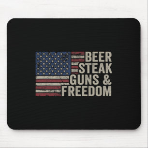 Beer Steak Guns And Freedom - 4th July Usa Flag Bb Mouse Pad