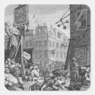 Beer Street, 1751 Square Sticker
