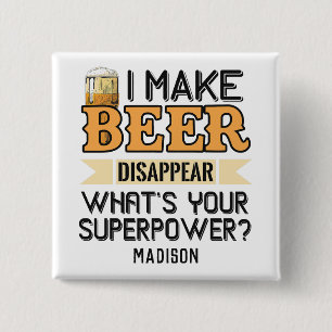 Beer Superpower custom name & colour 15 Cm Square Badge