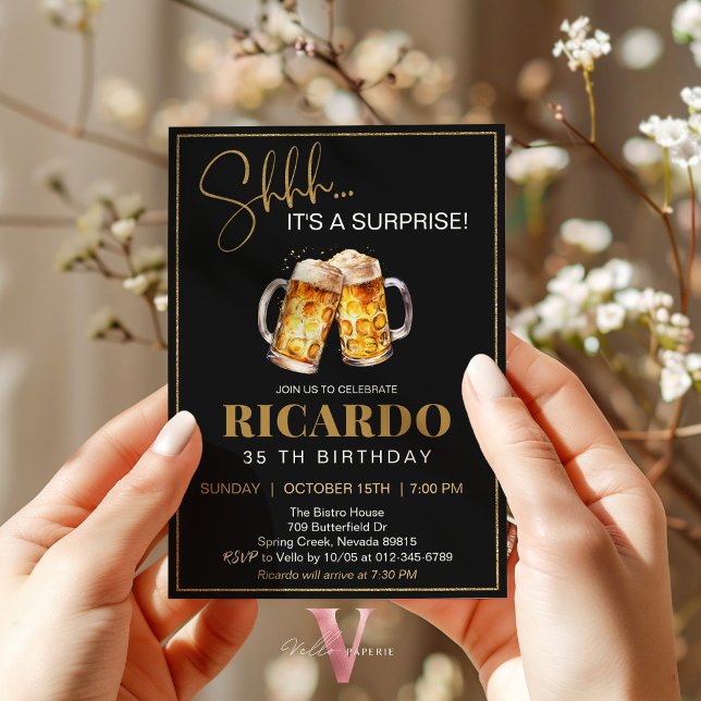 Beer Surprise Birthday 30 40 50 60th Invitation (Creator Uploaded)