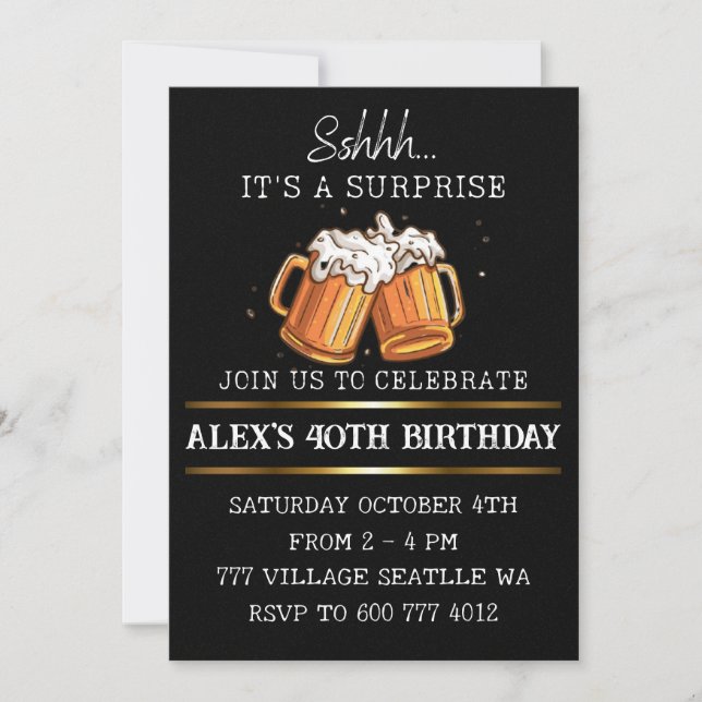 Beer Surprise Birthday Adult Party  Invitation (Front)
