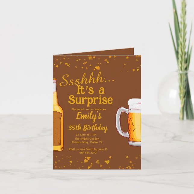 Beer surprise birthday party invitation (Front)