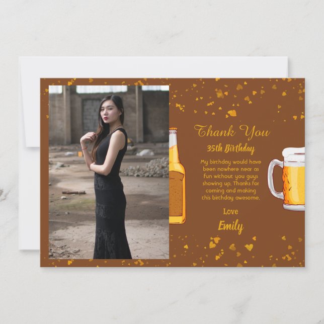 Beer surprise birthday thank you card (Front)