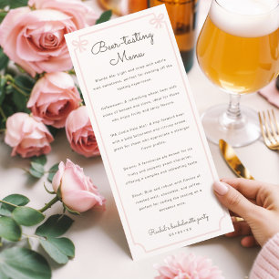 Beer tasting bachelorette party menu