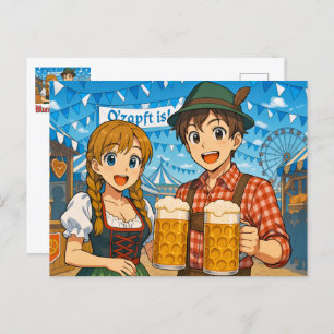 Beer tasting during Octoberfest in Munich, Germany Postcard